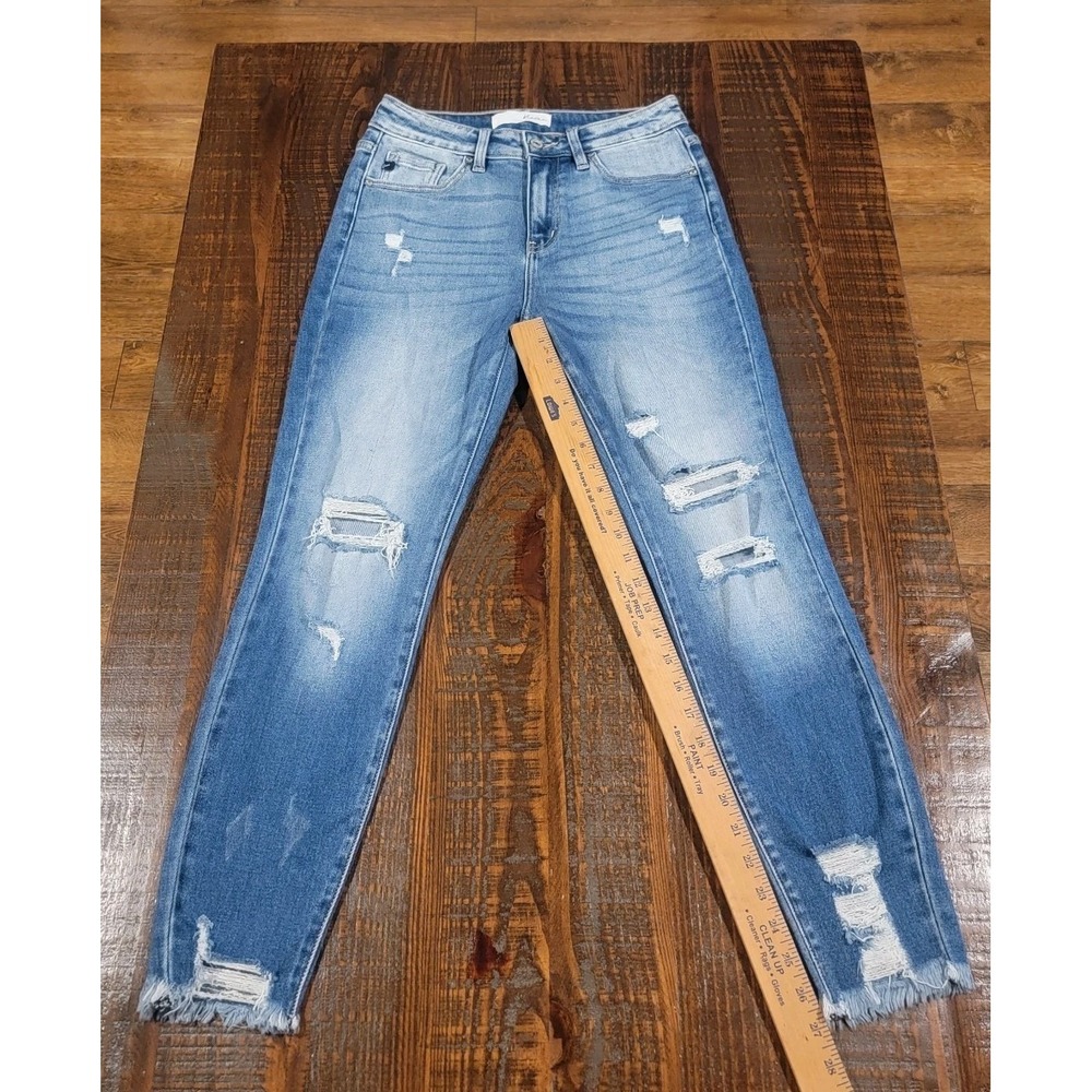 KanCan High Rise Ankle Skinny Distressed Jeans Blue KC9130M Size 27×27 Cut 45192